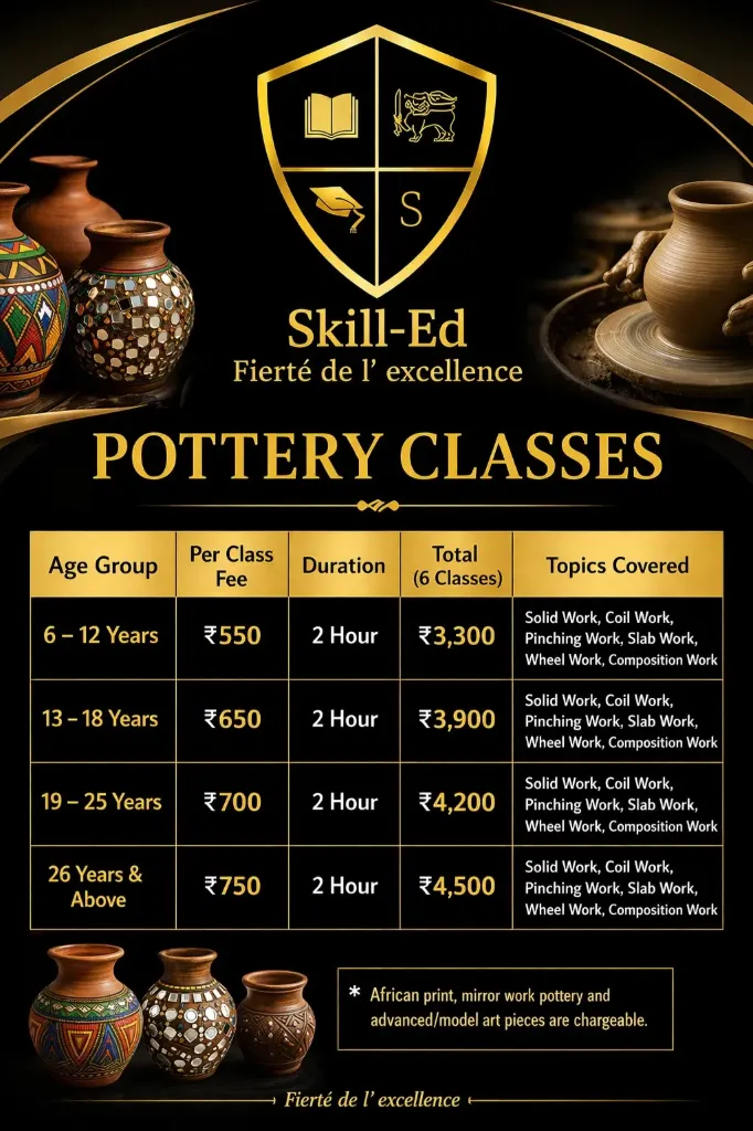 Pottery Workshop: 13 years-18 years [Monthly Enrollment_08hrs]